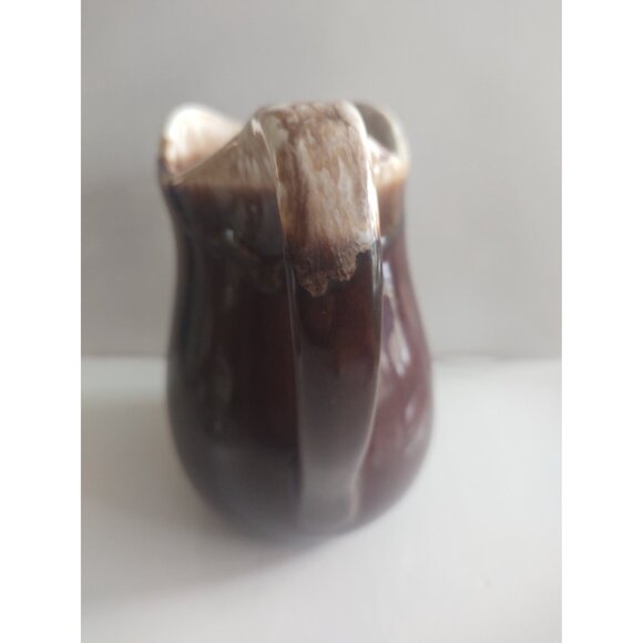 Vintage McCoy Pottery Brown Drip Glaze Pitcher Creamer 7” - Picture 2 of 8